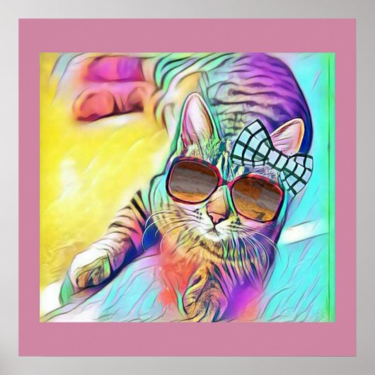 Poster van kleurrijke katten (Voorkant)