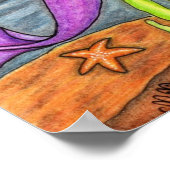 Poster van kleurrijke zeemeermin en vis (Hoek)