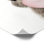 Poster van konijn dat roze kauwgom blaast (Hoek)