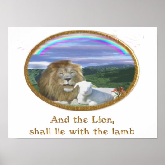 poster van leeuw en lammeren (Voorkant)