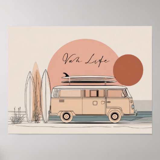 Poster Van Life Surf Van – Retro Beach Camper Aesthetic (Devant)