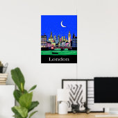 Poster van Londen onder de nachtelijke hemel (Thuiskantoor)