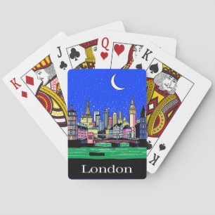 Poster van Londen onder de nachtelijke hemel Pokerkaarten