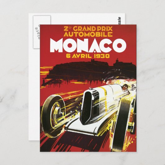 Poster van Monaco Car Road Race Briefkaart (Voorkant / Achterkant)