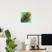 Poster van noordelijke rode kardinaal (Thuiskantoor)