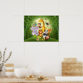 Poster van oerwouden met klaveren (Keuken)