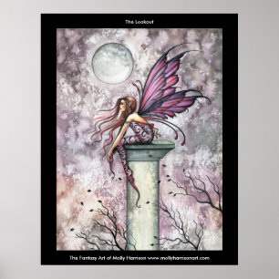 Poster van Paarse roze Gothic Fairy door Molly Har
