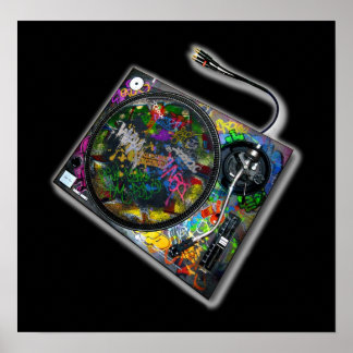 Poster van Platenspeler voorzien van merktekens