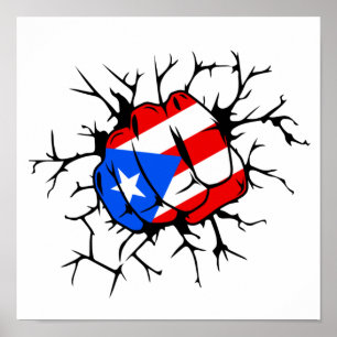 Poster van Puerto Rico Flag Fist Cool