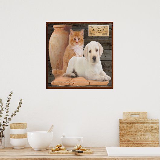 poster van puppy en kitten (Keuken)
