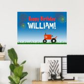 Poster van Red Tractor Birthday Party (Thuiskantoor)