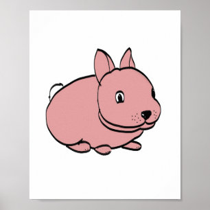Poster van roze konijn