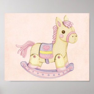 Poster van roze Rocking Horse