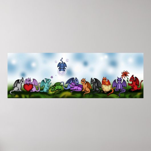 poster van schattige draken (Voorkant)