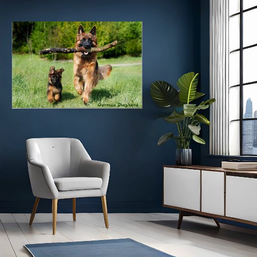 Poster van Shepherd Mam en Pup Running