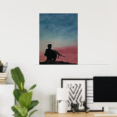 Poster van Soldier Silhouette Red White en Blue (Thuiskantoor)