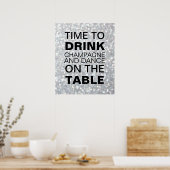 Poster van Sparkly Silver Champagne Party (Keuken)