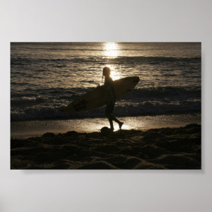Poster van surfer-silhouet