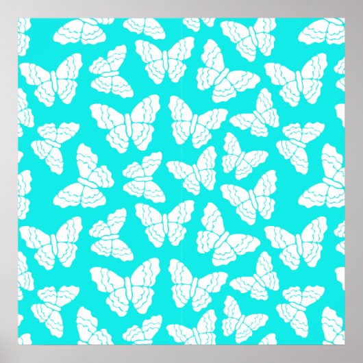 Poster van Turquoise butterflies (Voorkant)
