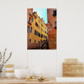 Poster van Venetië Canal Bridge Brick Wall Archite (Keuken)