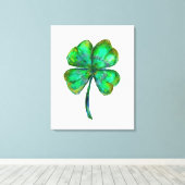 poster van vier bladklaver waterverf canvas afdruk (Insitu (Houten vloer))