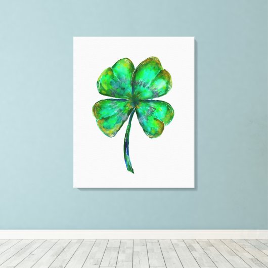 poster van vier bladklaver waterverf canvas afdruk (Insitu (Houten vloer))