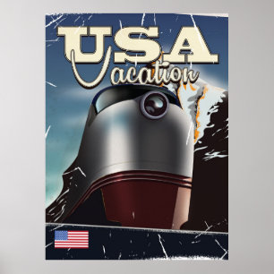 Poster van vintage Sovjet-trein 'USA Vakantietrein