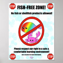 Poster van vissoorten en schelpdieren