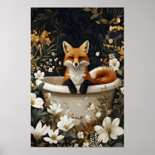 Poster van Vos in Badkuip, Grappige Dierenposter,