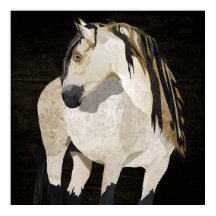 Poster van witte paarden