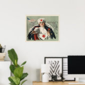 Poster van WWII met American Red Cross Print (Thuiskantoor)