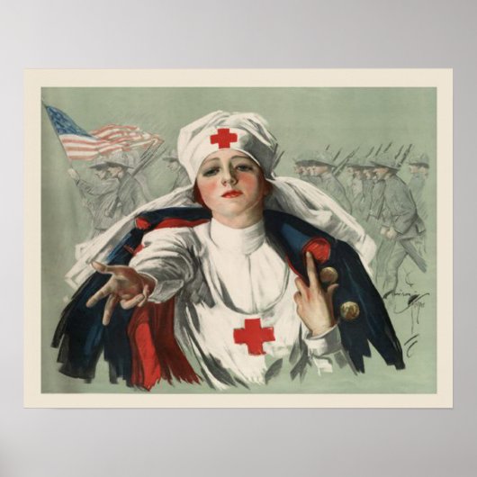 Poster van WWII met American Red Cross Print (Voorkant)