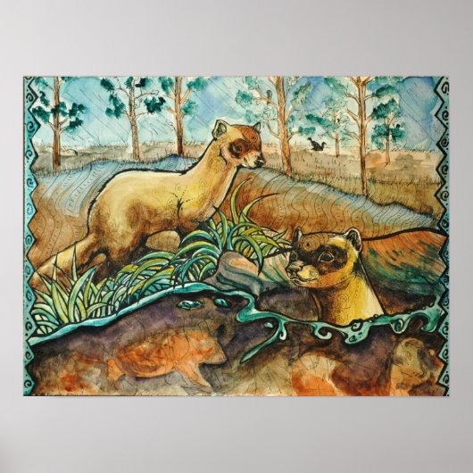 Poster van zwarte fretten (Voorkant)