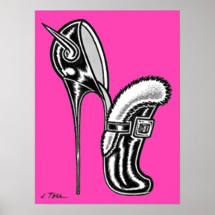 Poster Vana DeVinyl™/Trim en fourrure amusante, talon aig