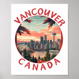 Poster Vancouver au Canada Art vectoriel rétro de voyage