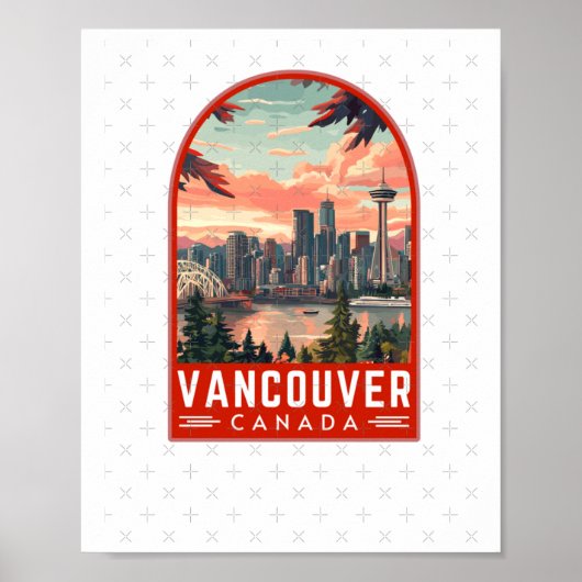 Poster Vancouver au Canada Emblème d'art de voyage vector (Devant)