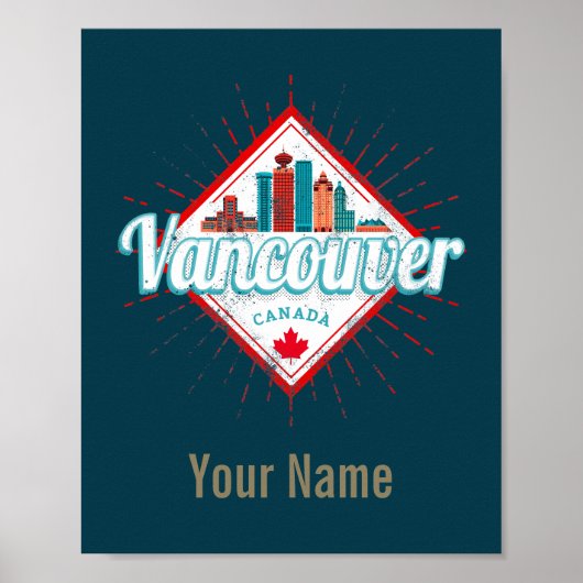 Poster Vancouver Skyline Colombie-Britannique Rétro Canad (Devant)