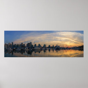 Poster Vancouver Skyline - Port Yacht au coucher du solei