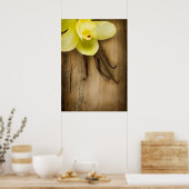 Poster Vanilla Pods and Flower over Wooden Background (Cuisine)