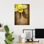 Poster Vanilla Pods and Flower over Wooden Background (Bureau à domicile)