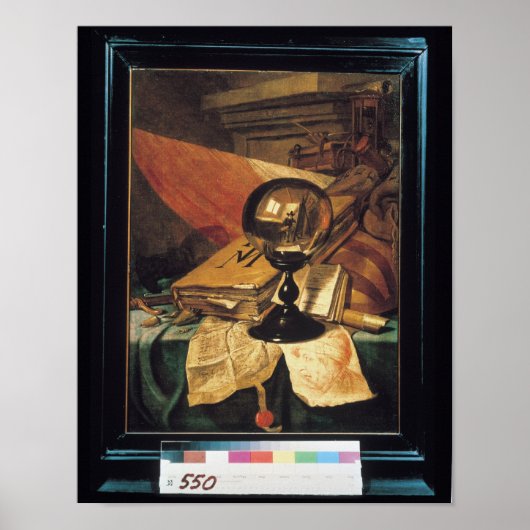 Poster Vanitas avec boule de cristal (Devant)