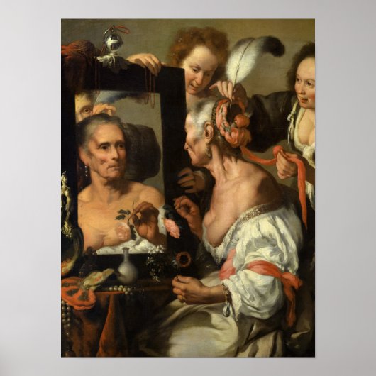 Poster Vanitas, La vieille coquette par Bernardo Strozzi (Devant)