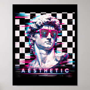 Poster Vaporwave david glitch art esthétique retrowave 80