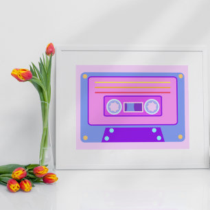 Poster Vaporwave Lilac 90s Audio Cassette
