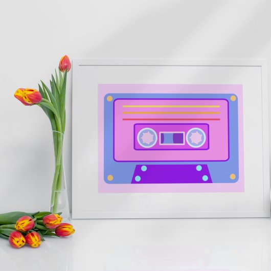 Poster Vaporwave Lilac 90s Audio Cassette