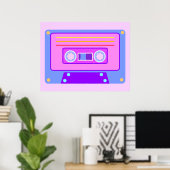 Poster Vaporwave Lilac 90s Audio Cassette (Bureau à domicile)