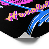 Poster Vaporwave Synth Outrun Sunset 80s Plage Rétro Hono (Coin)