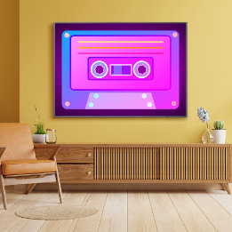 Poster Vaporwave Violet Foncé Y2k 90s Cassette Audio