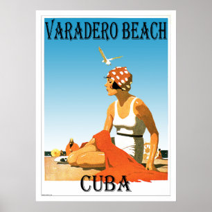 Poster Varadero Beach Cuba Vintage 1920 Retro