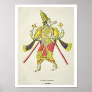 Poster Varaha, gravé par de Marlet (litho de couleur)